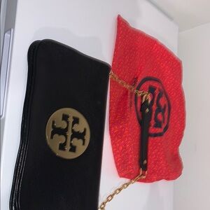 COPY - Tory Burch Black and Gold Shoulder Bag with Iconic Logo
